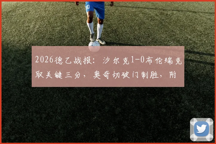 2026德乙战报：沙尔克1-0布伦瑞克取关键三分，奥奇切破门制胜，附两队积分排名及交锋历史